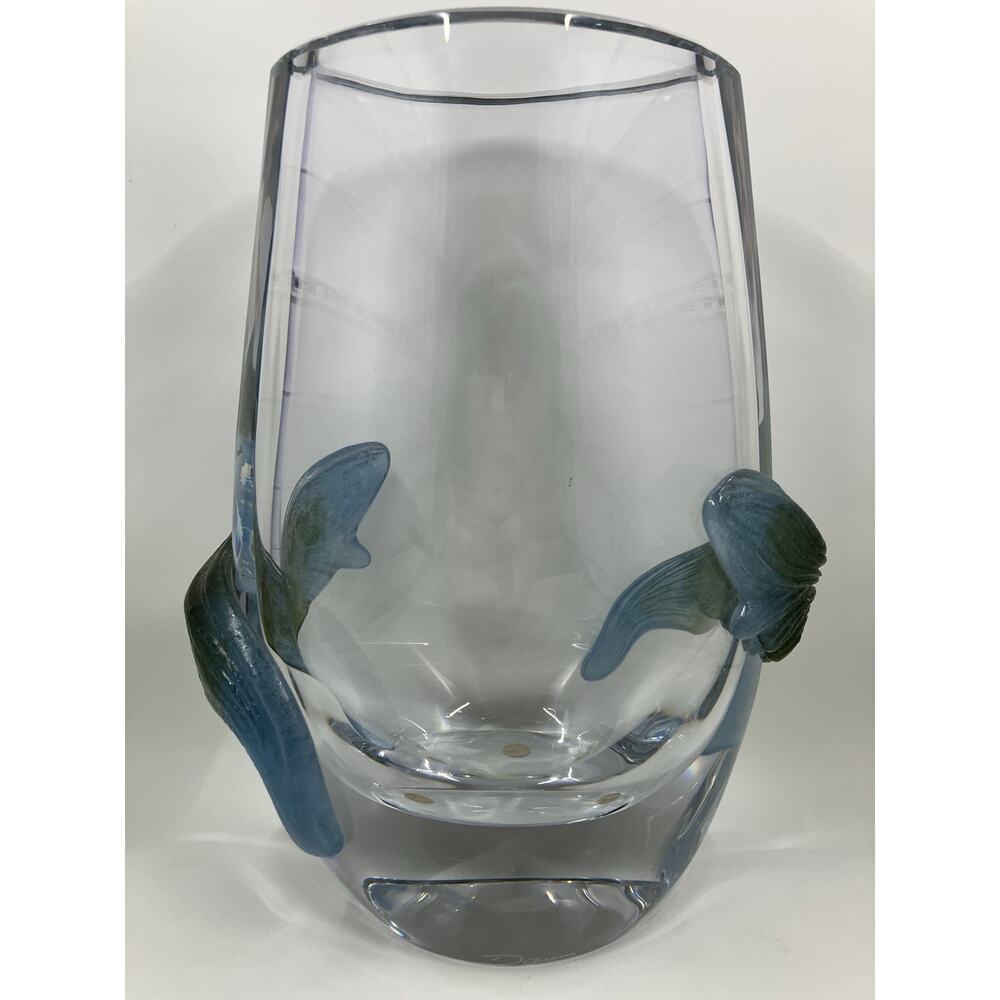DAUM Nancy, France Florilege 8 3/4" x 6 3/4" Heavy Crystal Vase 1980s
